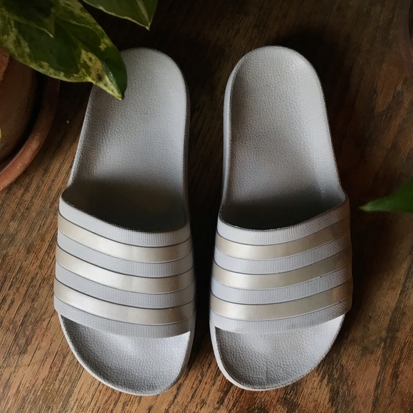 adidas slides silver